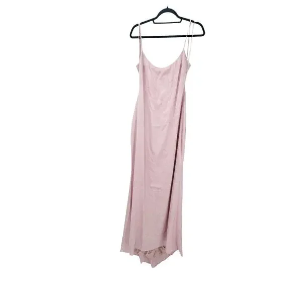 Reformation Satin Allium Maxi Dress Scoop Neck Open Back In Pink Size 10 NWT